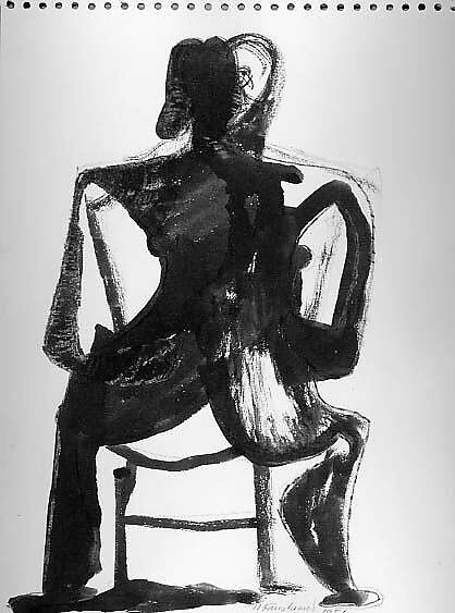 Untitled (figure study), Nicholas Krushenick (American, New York 1929–1999 New York), Ink and graphite on paper 