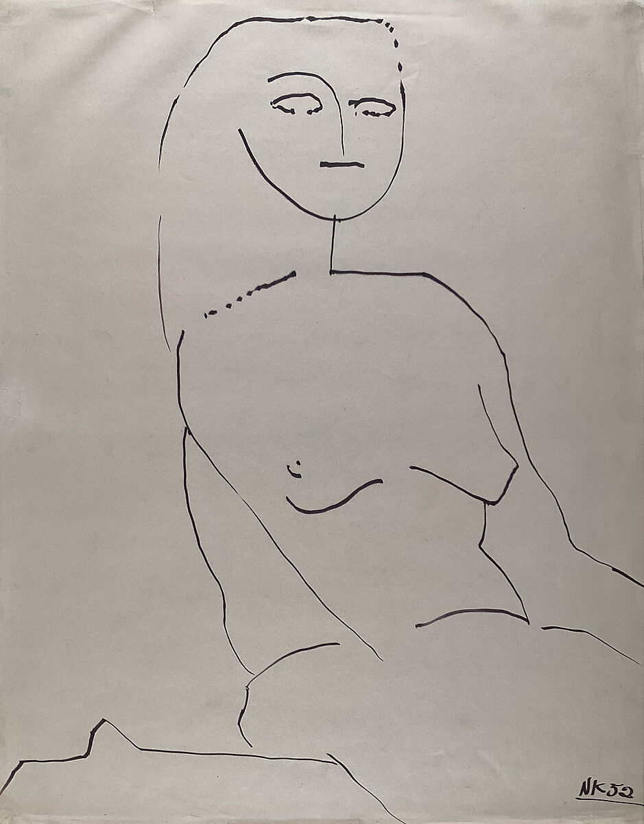 Untitled (figure study), Nicholas Krushenick (American, New York 1929–1999 New York), Black marker on paper 