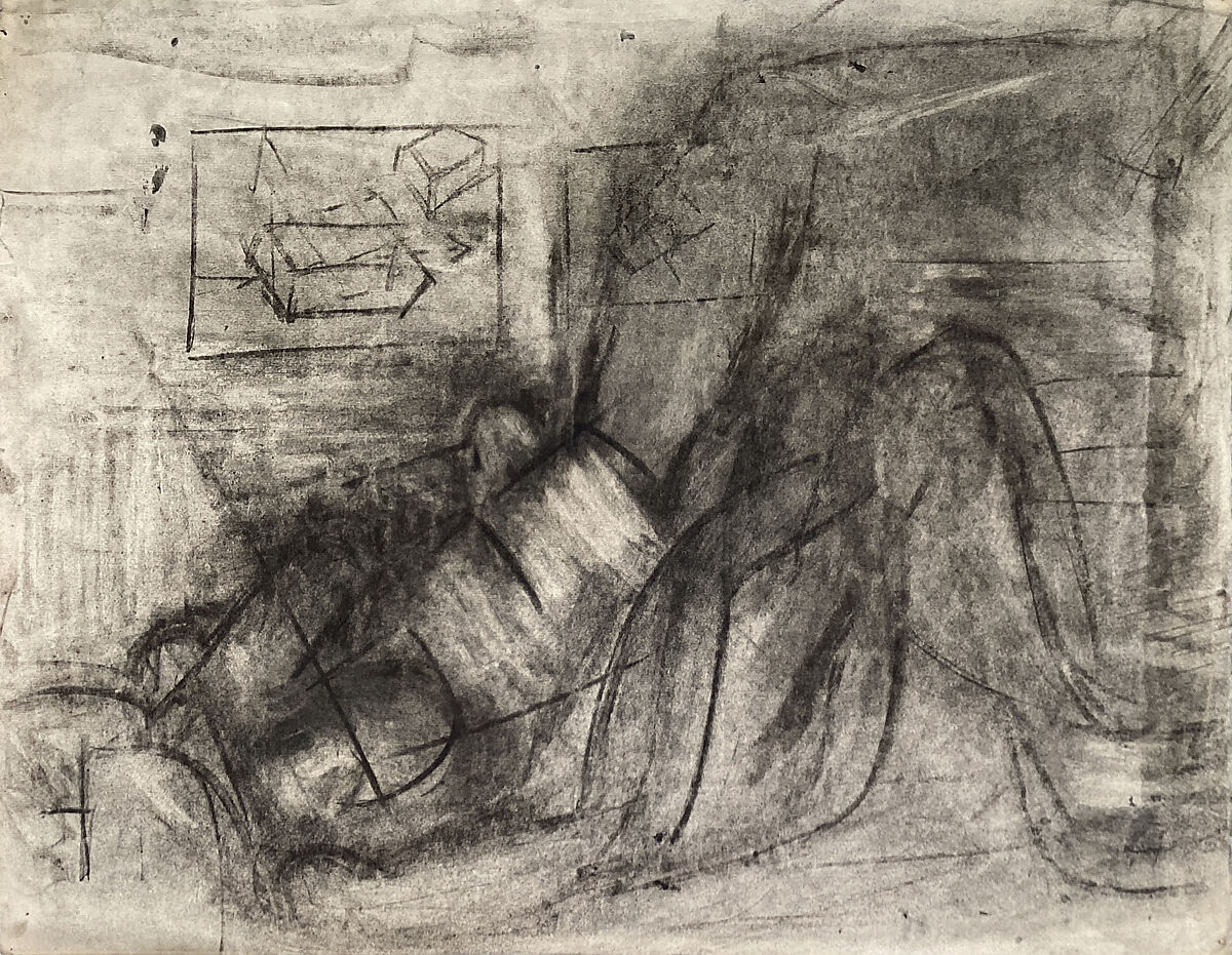 Untitled (Figure Study), Jane Freilicher (American, Brooklyn, New York 1924–2014 New York), Charcoal on paper 