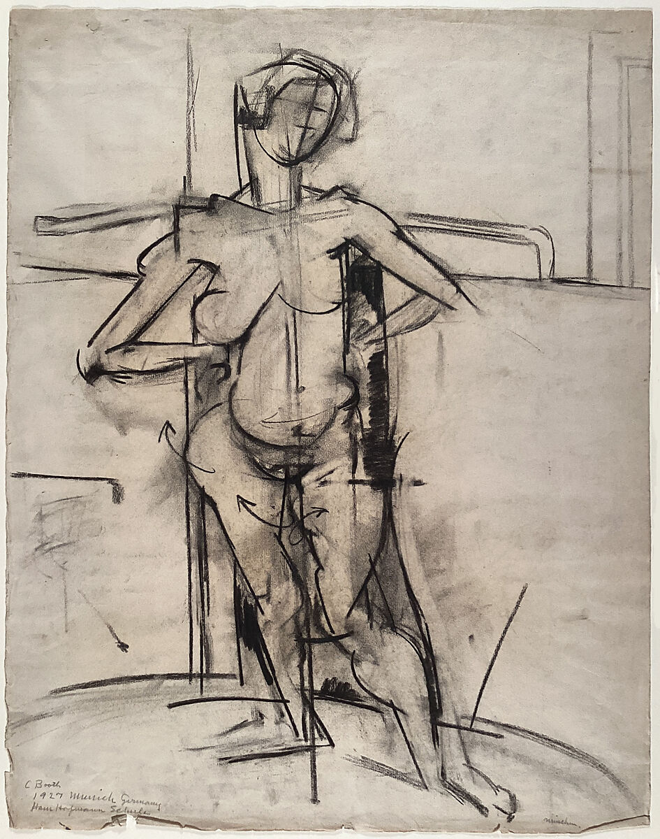 Untitled (female figure study), Cameron Booth (American, 1892–1980), Charcoal on paper 