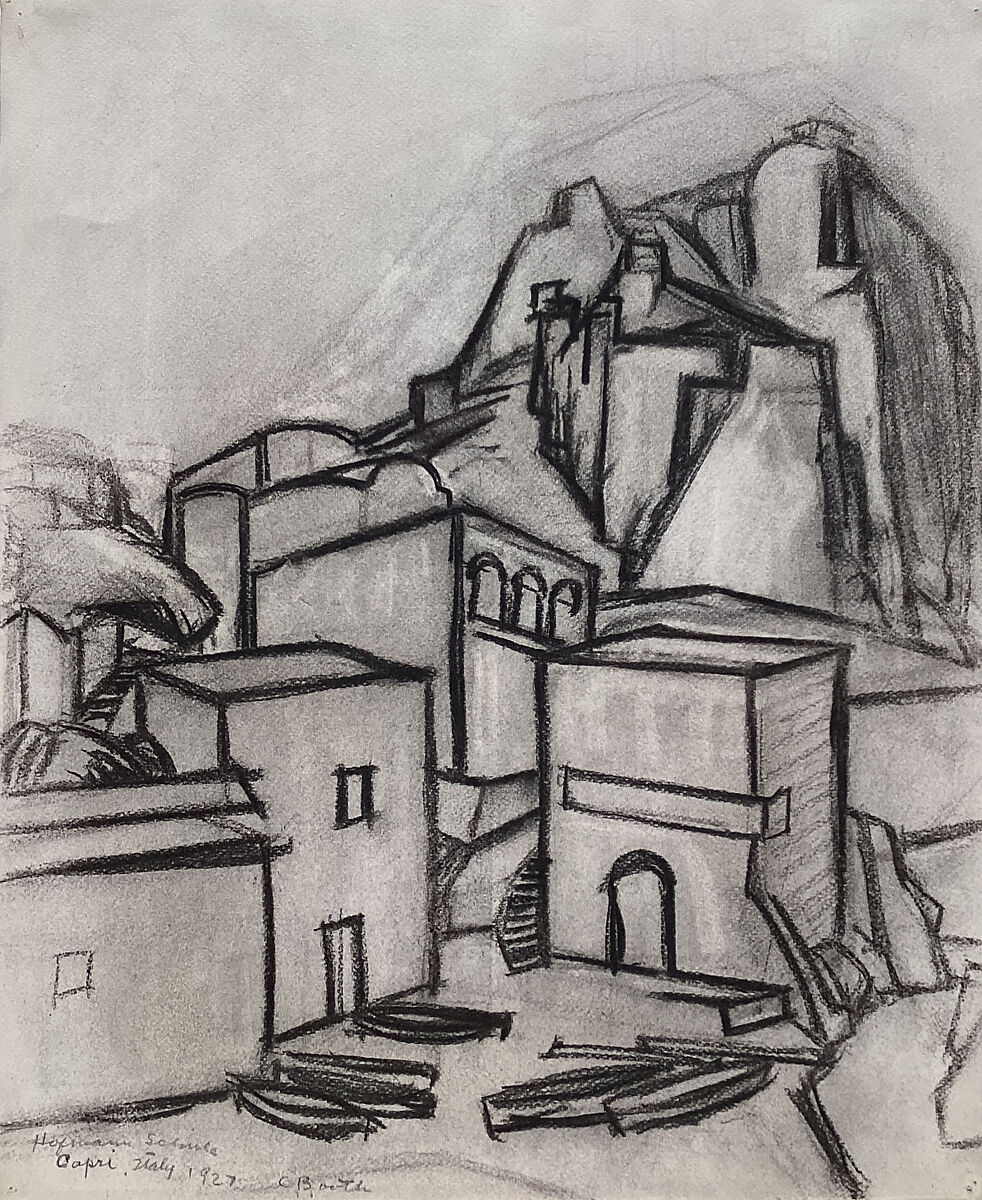 Untitled (landscape: Capri, Italy), Cameron Booth (American, 1892–1980), Charcoal on paper 