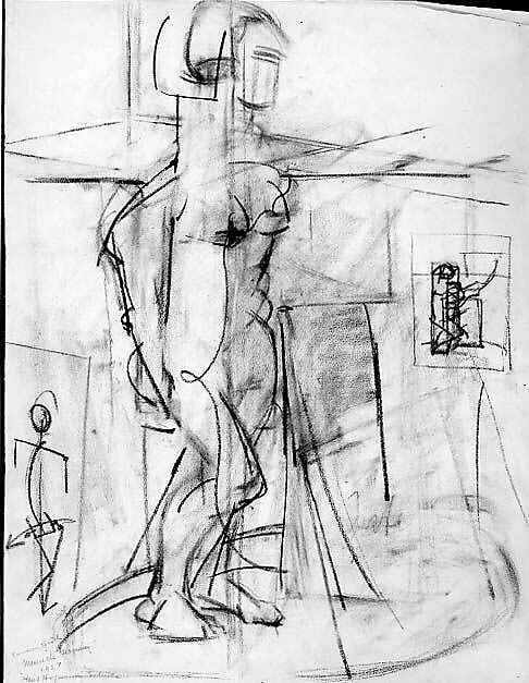 Untitled (figure study), Cameron Booth (American, 1892–1980), Charcoal on paper 