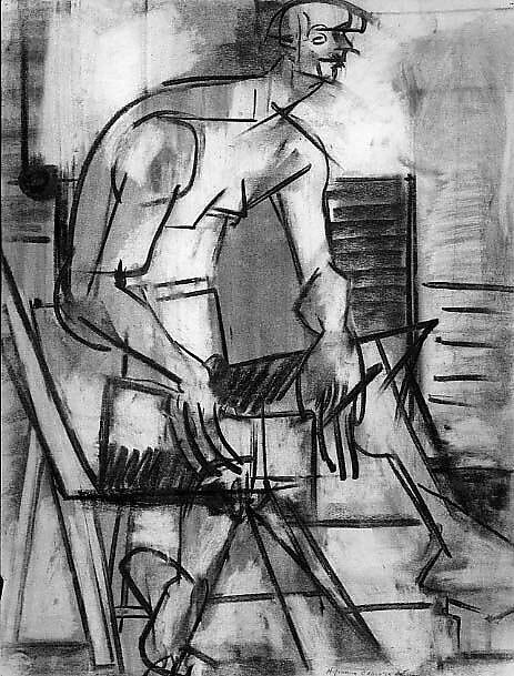 Untitled (figure study), Erle Loran (American, Minneapolis, Minnesota 1905–1999 Berkeley, California), Charcoal on paper 