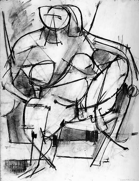 Untitled (Female Figure Study), George McNeil (American, Brooklyn, New York 1908–1995 Brooklyn, New York), Charcoal on paper 