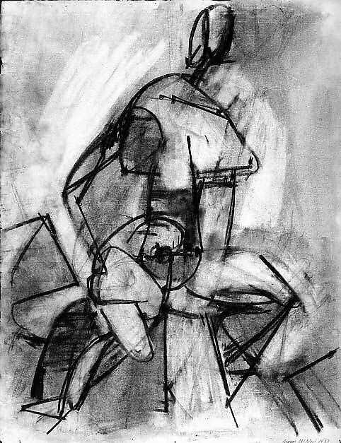 Untitled (Figure Study), George McNeil (American, Brooklyn, New York 1908–1995 Brooklyn, New York), Charcoal on paper 