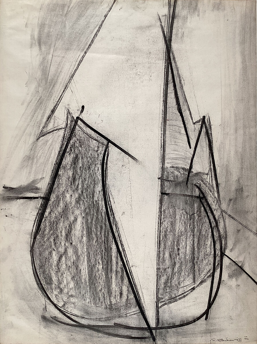 Seated Figure II, Richard Stankiewicz (American, Philadelphia, Pennsylvania 1922–1983 Huntington, Massachusetts), Charcoal on paper 