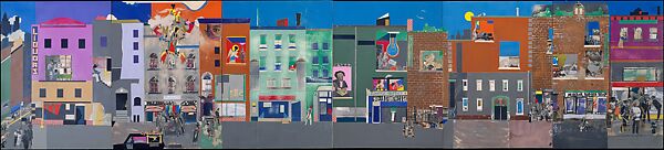 The Block, Romare Bearden (American, Charlotte, North Carolina 1911–1988 New York), Cut and pasted printed, colored and metallic papers, photostats, graphite, ink marker, gouache, watercolor, and ink on Masonite 