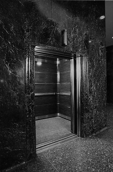 Elevator cab, Corbett, Harrison &amp; MacMurray (American), Spanish elm ("Camaletta" wood) and metal (copper, zinc, nickel alloy) on steel 