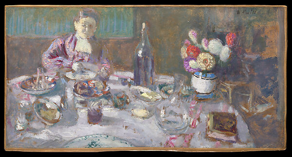 Luncheon, Edouard Vuillard (French, Cuiseaux 1868–1940 La Baule), Oil on cardboard 