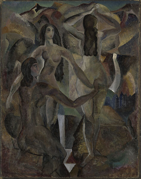 Spring in Central Park (recto); Three Figures (verso), William Zorach (American (born Lithuania), Jurbarkas (Eurburg) 1889–1966 Bath, Maine), Oil on canvas