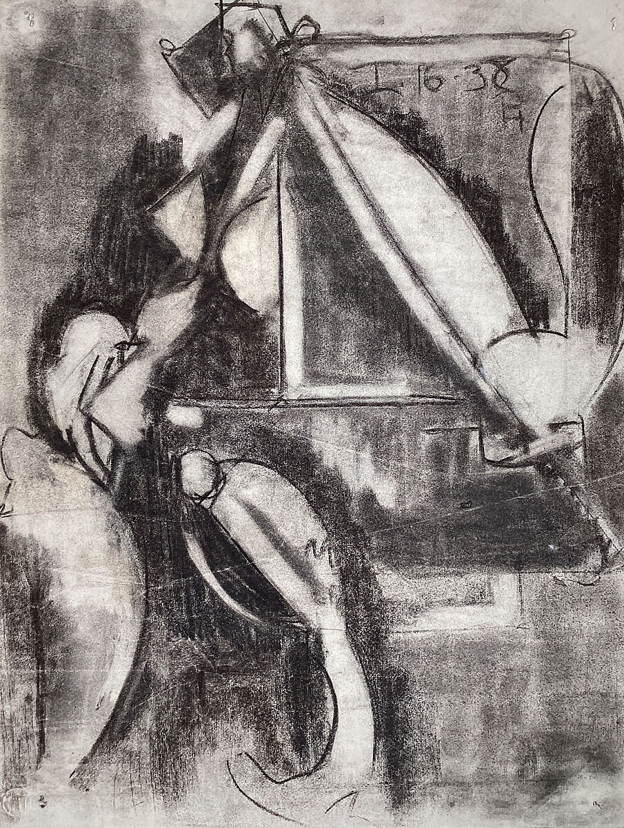 Untitled, Peggy Huck (American, 1916–1996), Charcoal on paper 
