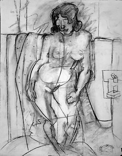 Untitled (female figure study), Ludwig Sander (American, 1906–1975), Charcoal on paper 