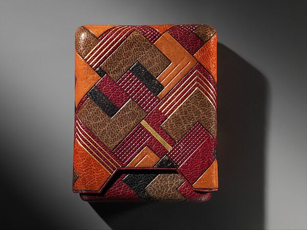 Cigarette Case, Pierre Legrain (French, Levallois-Perret 1889–1929 Paris), Dyed and tooled leather, gold leaf 