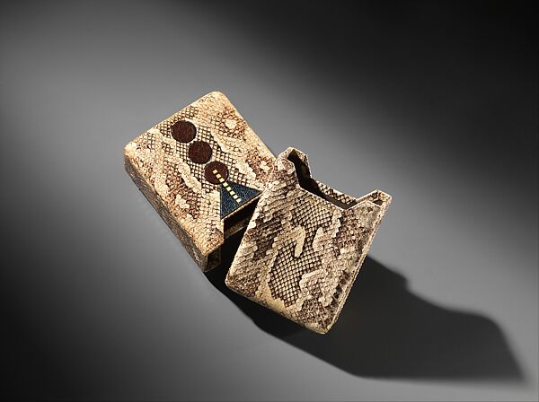 Cigarette Case, Pierre Legrain (French, Levallois-Perret 1889–1929 Paris), Snake skin, dyed and tooled leather, gold leaf