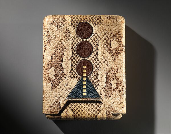 Cigarette Case, Pierre Legrain (French, Levallois-Perret 1889–1929 Paris), Snake skin, dyed and tooled leather, gold leaf 