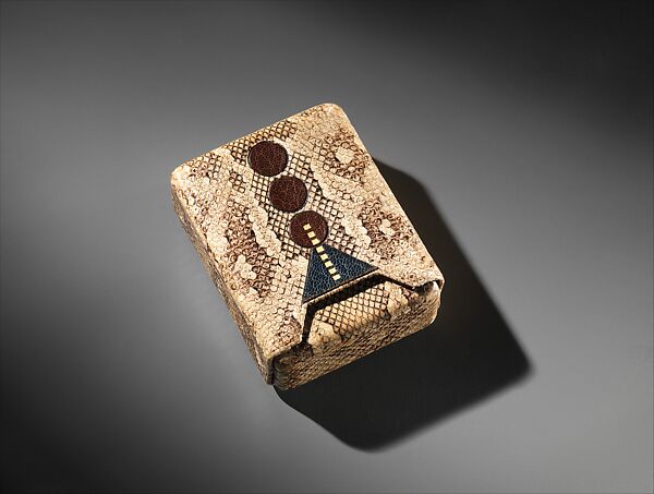 Cigarette Case, Pierre Legrain (French, Levallois-Perret 1889–1929 Paris), Snake skin, dyed and tooled leather, gold leaf