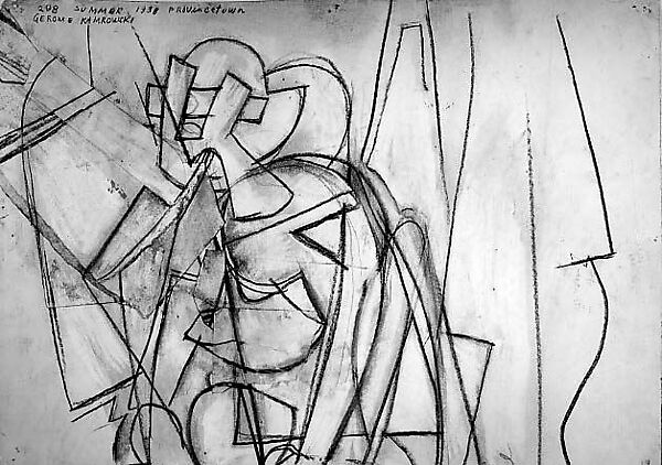 Untitled (figure study), Gerome Kamrowski (American, Warren, Minnesota 1914–2004 Ann Arbor, Michigan), Charcoal and cut and pasted paper on paper 