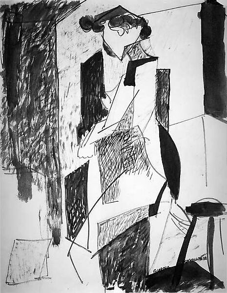 Untitled (female figure study), Giorgio Cavallon (American (born Italy), Sorio 1904–1989 New York), Brush and pen and black ink with graphite on paper 