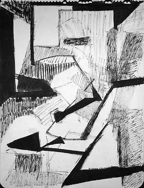 Untitled, Giorgio Cavallon (American (born Italy), Sorio 1904–1989 New York), Brush and pen and black ink with graphite on paper 
