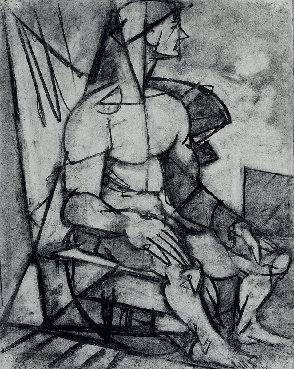 Untitled (male figure study), Robert De Niro (American, Syracuse, New York 1922–1993 New York), Charcoal on paper 