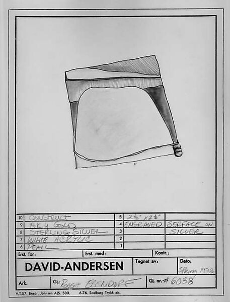 Design for Brooch #6038, Robert Ebendorf (American, born Topeka, Kansas, 1938), Wax crayon, graphite, and black marker on printed tracing paper 