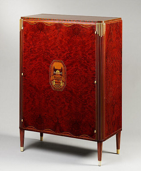 Armoire, The Company of Master Craftsmen, for W. &amp; J. Sloane, Thuyawood, mahogany, satinwood, plastic, ebony, American 