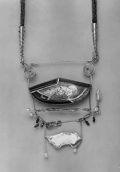 "Ghost Oracle" Pendant-brooch, William Harper (American, born Bucyrus, Ohio, 1944), Gold, enamel, silver, pearls 