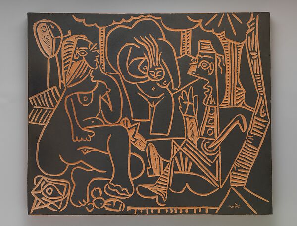 "Le déjeuner sur l'herbe", after Manet I, Pablo Picasso  Spanish, Terracotta with black slip