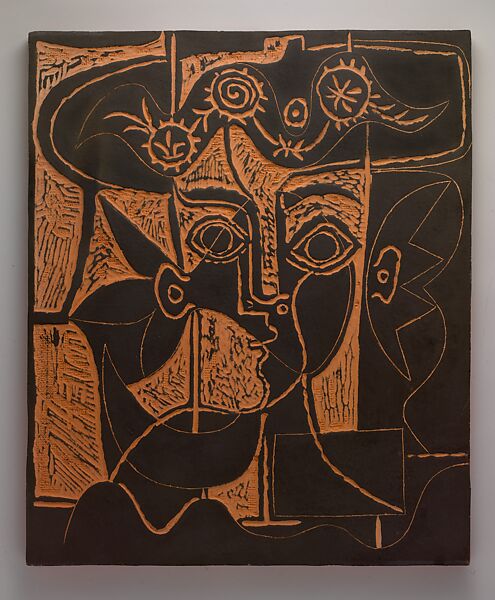 Large Head of Jacqueline in a Hat, Pablo Picasso  Spanish, Terracotta with black slip
