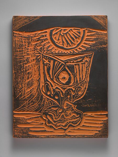 A Glass by Lamplight, Pablo Picasso (Spanish, Malaga 1881–1973 Mougins, France), Terracotta with black slip 
