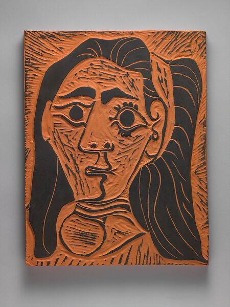 Jacqueline with a Headband III, Pablo Picasso (Spanish, Malaga 1881–1973 Mougins, France), Terracotta with black slip 