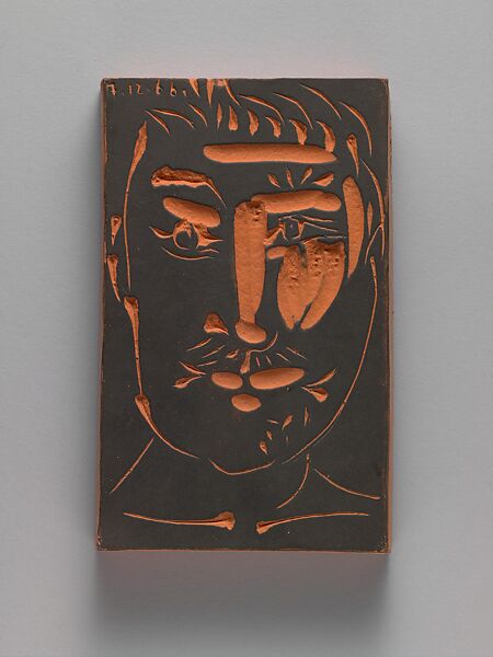 Head of a Man with a Mustache, Pablo Picasso  Spanish, Terracotta with black slip
