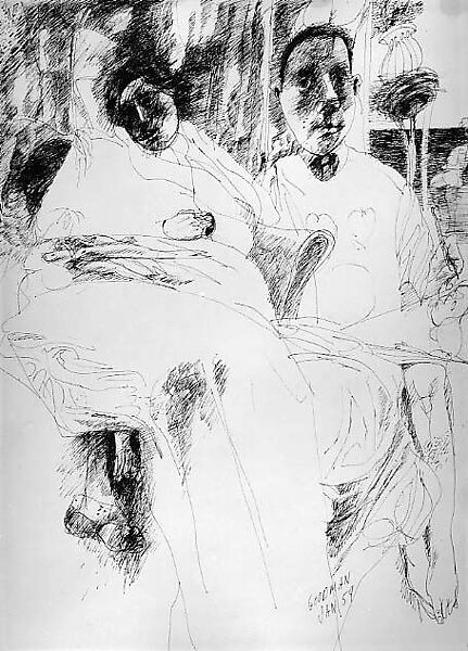 The Two of Us, Sidney Goodman (American, Philadelphia, Pennsylvania 1936–2013 Philadelphia, Pennsylvania), Pen and black ink on paper 