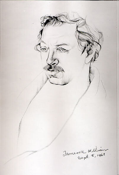 Tennesse Williams, Don Bachardy (American, born Los Angeles, California, 1934), Graphite and black ink wash on paper 