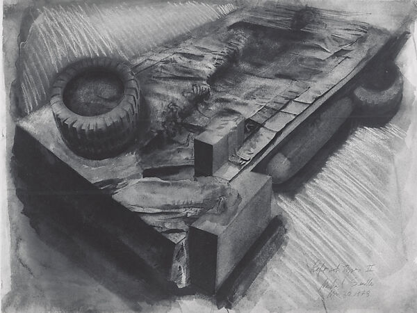 Raft with Tyres II, Michael Sandle (British, born 1936), Ink and watercolor on paper 