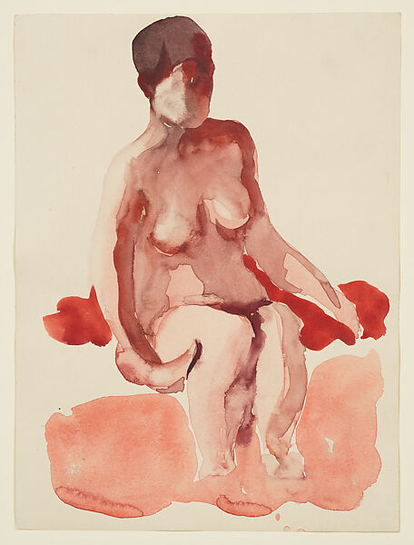 Seated Nude X, Georgia O&#39;Keeffe (American, Sun Prairie, Wisconsin 1887–1986 Santa Fe, New Mexico), Watercolor on paper 