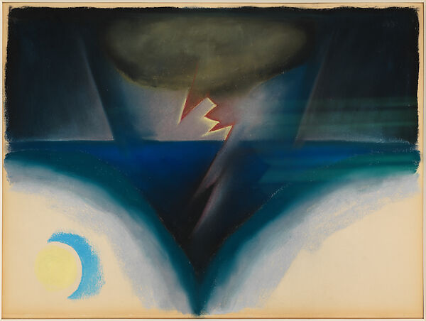 A Storm, Georgia O&#39;Keeffe (American, Sun Prairie, Wisconsin 1887–1986 Santa Fe, New Mexico), Pastel on paper, mounted on illustration board 