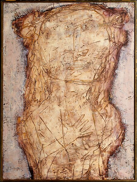 Woman with Flowers in her Hair, Jean Dubuffet (French, Le Havre 1901–1985 Paris), Oil on canvas 