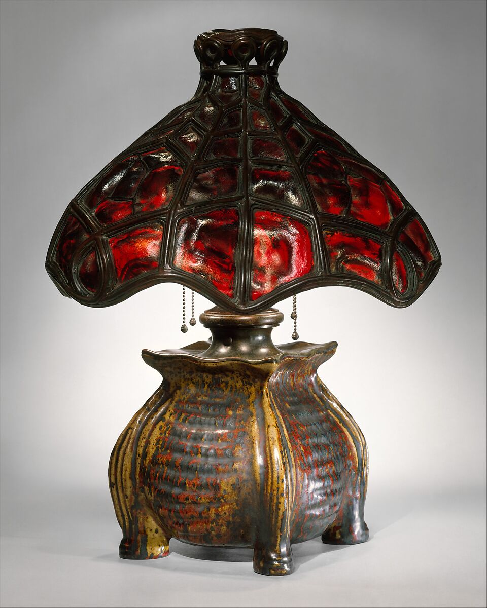 Table lamp, Pierre-Adrien Dalpayrat (French, Limoges 1844–1910 Limoges), Glass, glazed stoneware, bronze 