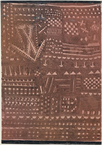 In the Manner of a Leather Tapestry, Paul Klee (German (born Switzerland), Münchenbuchsee 1879–1940 Muralto-Locarno), Brush and black ink and spattered tempera on paper, mounted on board 