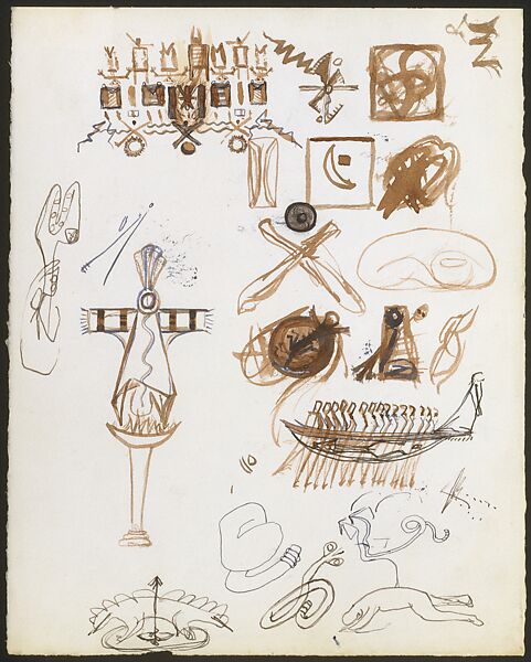 Untitled (Sheet of Studies), Jackson Pollock (American, Cody, Wyoming 1912–1956 East Hampton, New York), Pen, brush, and brown and black inks on paper