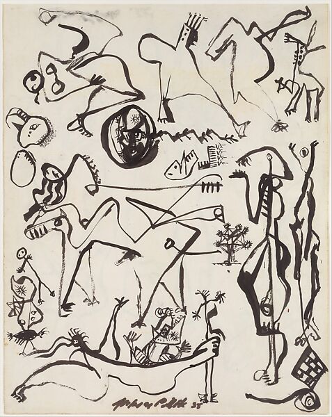 Untitled (Page from a Lost Sketchbook), Jackson Pollock (American, Cody, Wyoming 1912–1956 East Hampton, New York), Brush and ink on paper (recto); brush and ink on paper (verso) 
