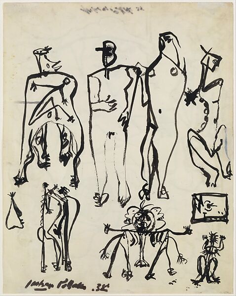 Untitled (Page from a Lost Sketchbook), Jackson Pollock (American, Cody, Wyoming 1912–1956 East Hampton, New York), Brush and ink on paper (recto); brush and ink on paper (verso)