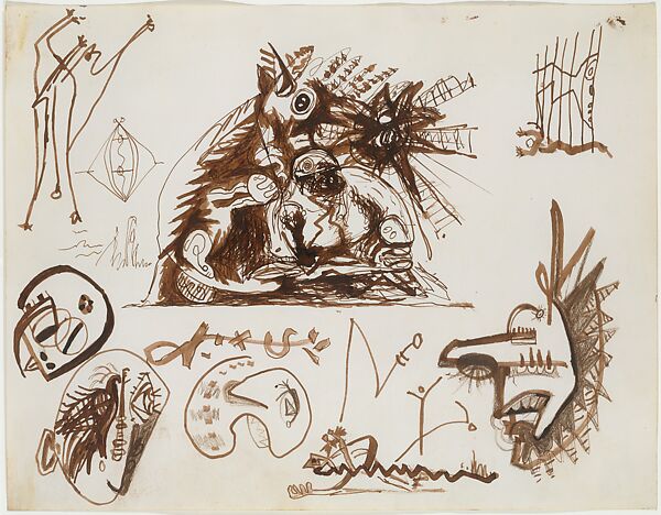 Pages from a Sketchbook, Jackson Pollock (American, Cody, Wyoming 1912–1956 East Hampton, New York), Ink and colored pencil on paper 