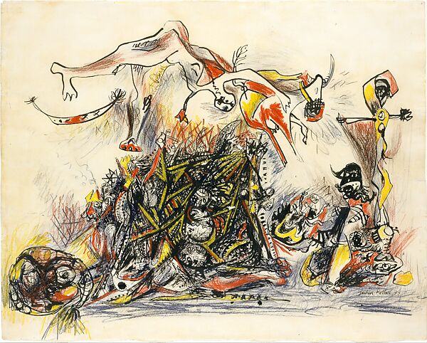 War, Jackson Pollock (American, Cody, Wyoming 1912–1956 East Hampton, New York), Ink and colored pencils on paper 