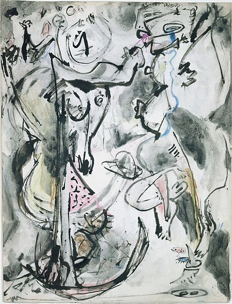Untitled, Jackson Pollock (American, Cody, Wyoming 1912–1956 East Hampton, New York), Ink, colored pencils, and watercolor pencils on paper board 