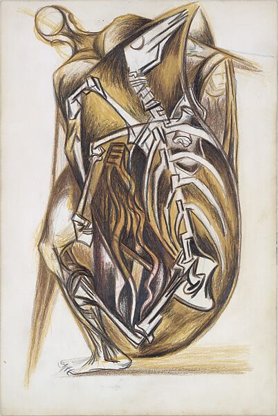 Untitled (Figure Composition), Jackson Pollock (American, Cody, Wyoming 1912–1956 East Hampton, New York), Colored pencils and graphite on paper 