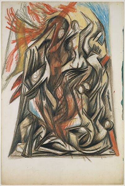 Untitled (Figure Composition), Jackson Pollock (American, Cody, Wyoming 1912–1956 East Hampton, New York), Colored pencils and graphite on paper 