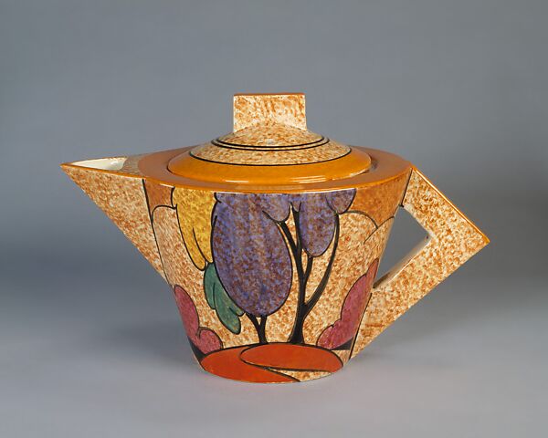 Teapot with cover, Clarice Cliff (British, 1899–1972), Earthenware 