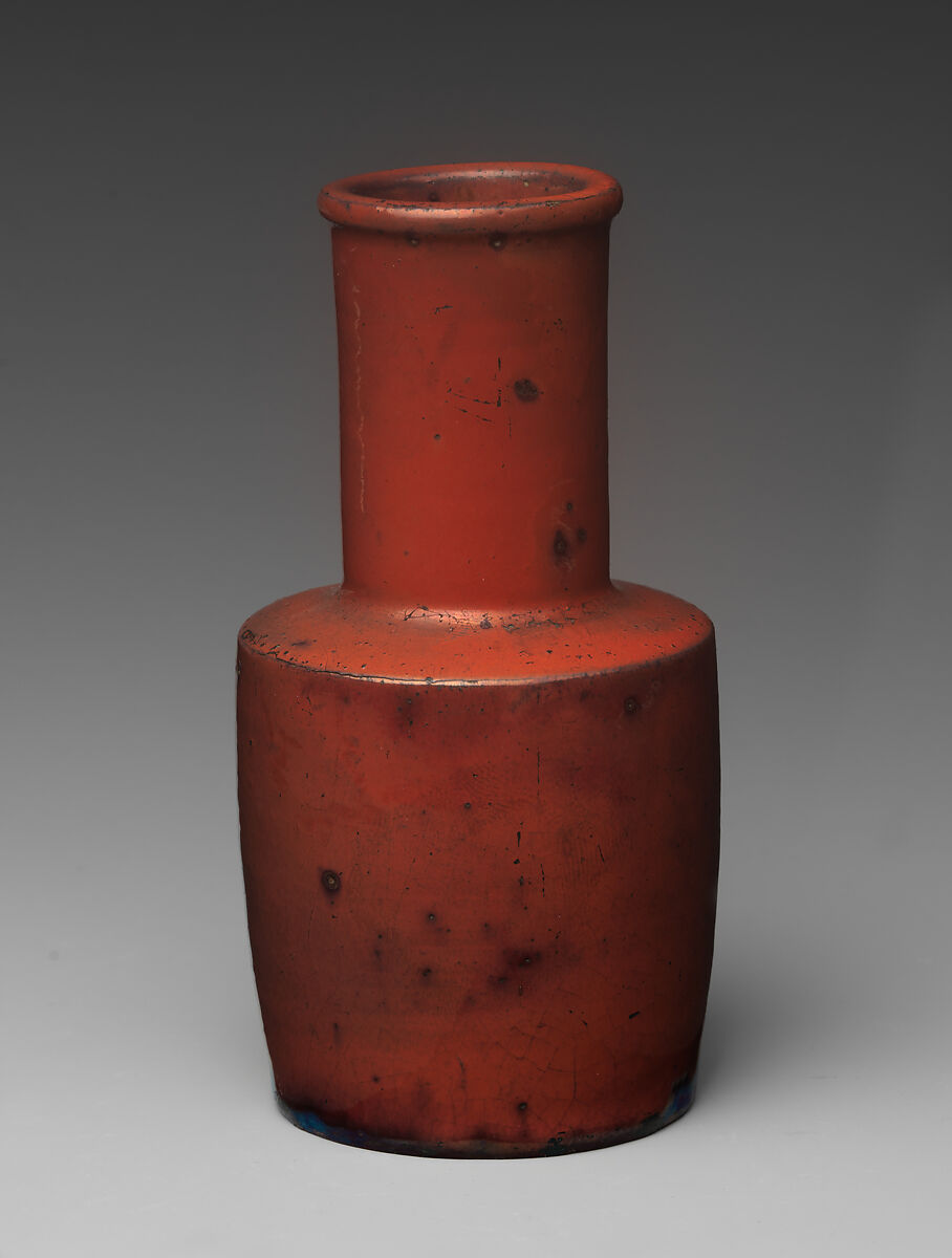 Bottle, Clay covered with an iridescent glaze; the base glazed dark brown (Kyoto ware), Japan